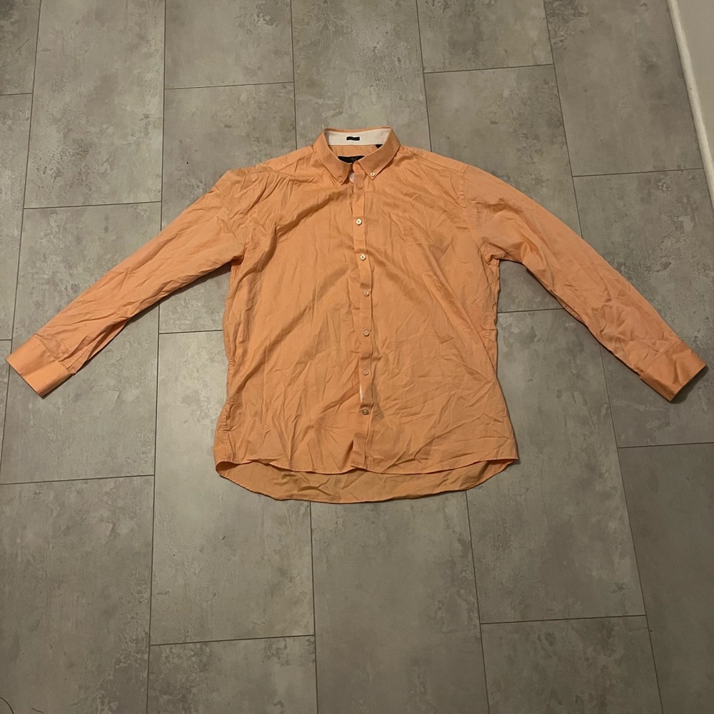 VERSACE ORANGE MODERN FIT BUTTON DOWN SHIRT MEN’S XL MILANO ITALIA